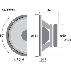 Monacor SP-272/8 Uniwersalny głośnik szerokopasmowy, 7W MAX/5W RMS/8Ω